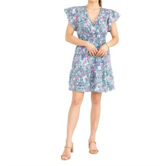 Rails | NWT Leilani Floral Kimora Smocked Tie Back Mini Dress in Navy Multi - Picture 9 of 9